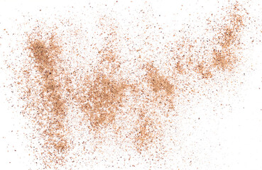 Ground carob flying isolated on white background, clipping path	
