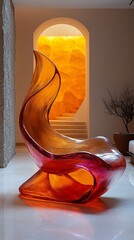 sleek glass chair futuristic interior high resolution hd picture