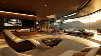 A futuristic smart home with automated features displayed in an interactive VR setting