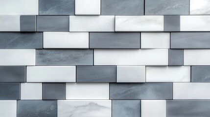 Contemporary Geometric Tile Arrangement in Shades of Gray and White