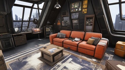 A futuristic VR home design workshop with interactive building tools and material selections