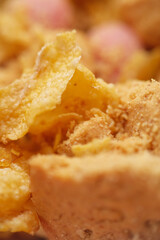 Close up texture golden flakes of corn