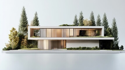 Obraz premium A panoramic D model of a modern home, emphasizing space utilization and eco-friendly solutions