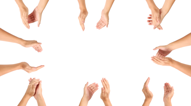 Celebratory hand clapping event studio environment close-up photography positive vibes group interaction engaging atmosphere