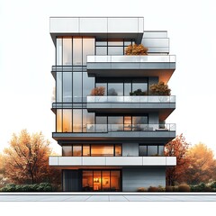 stylish apartment building with green balconies high resolution hd picture