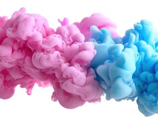 Obraz premium Colorful pink and blue ink swirling together in water.