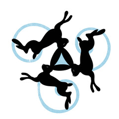 3 hares three rabbits motif blue triple spiral  © Jill