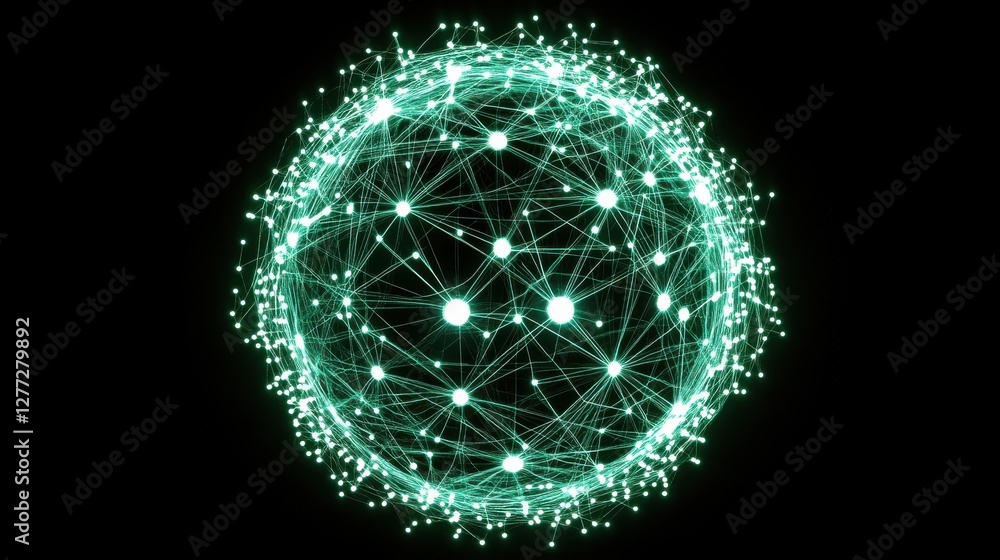Aufkleber abstract network sphere with glowing nodes and connections