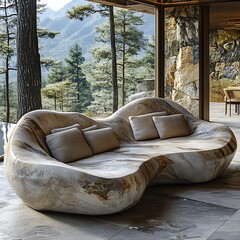 stylish stone sofa luxury retreat high resolution hd picture