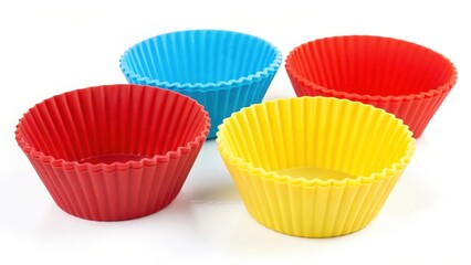 Colorful Silicone Cupcake Liners on White Background