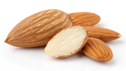 Almonds on White Background