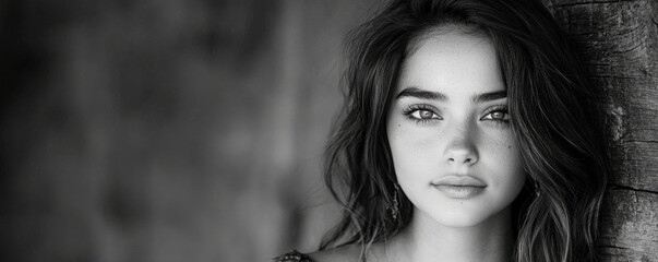 Collection of black and white close-up headshot model fashion advertising banner and background © Stock_Photo_Vector