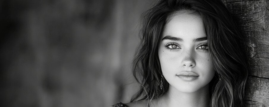 Collection of black and white close-up headshot model fashion advertising banner and background
