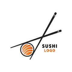 Japanese food sushi restaurant logo design vector illustration.