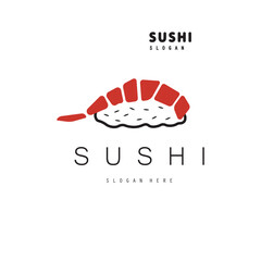 Japanese food sushi restaurant logo design vector illustration.