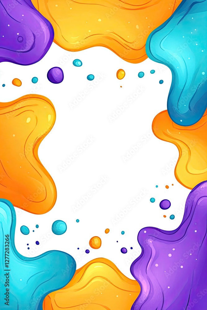 Poster abstract background with colorful liquid shapes and dots.