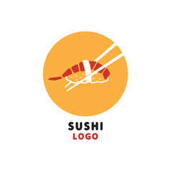 Japanese food sushi restaurant logo design vector illustration.