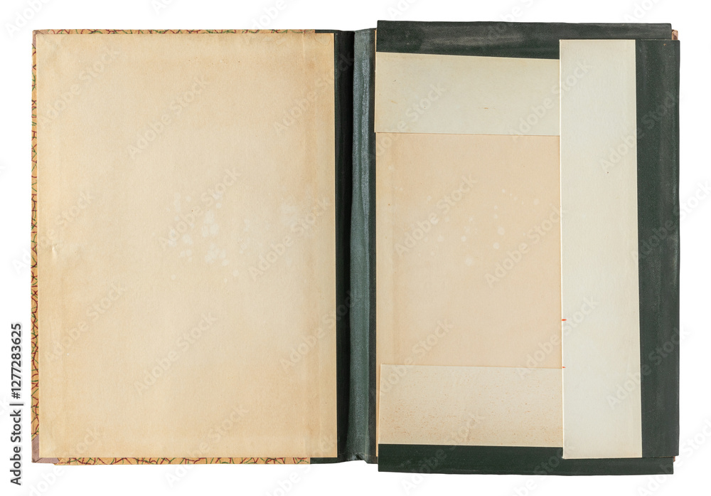 Wall mural old open empty paper folder top view isolated