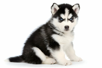 Black and White Siberian Husky Puppies Fluffy and Curious