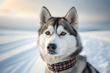 Naklejka premium Siberian Husky Puppies Intense Expression in a Profile Portrait
