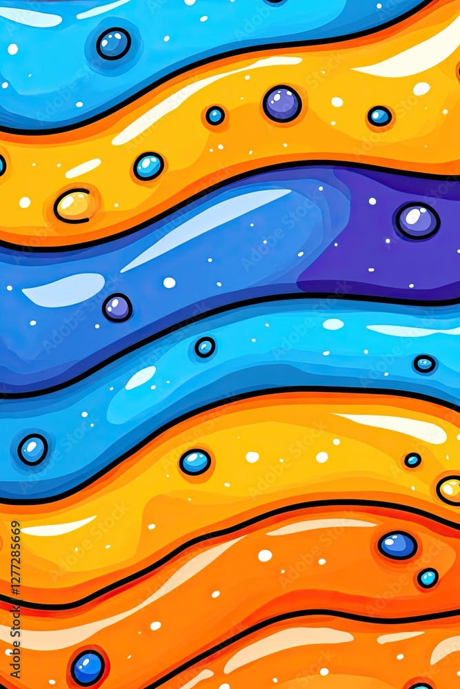 Poster abstract colorful wavy background with glowing dots.