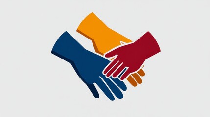 Three Layered Hands in Blue, Orange, and Maroon Pixel Art