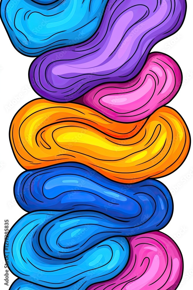 Poster abstract colorful wavy design of several stacked stripes.