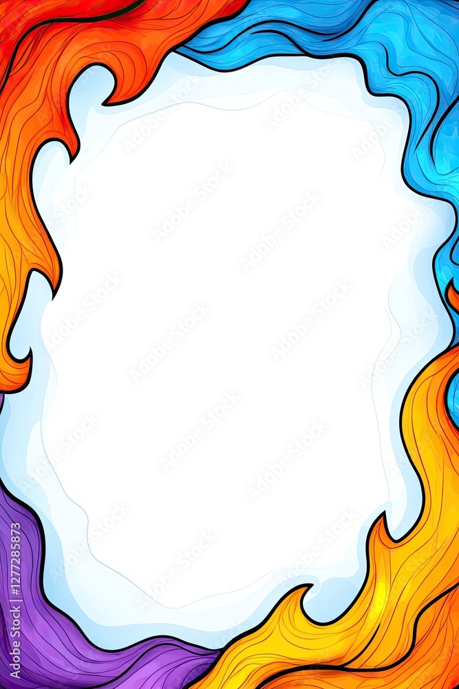 Poster abstract colorful wavy frame with blank space.