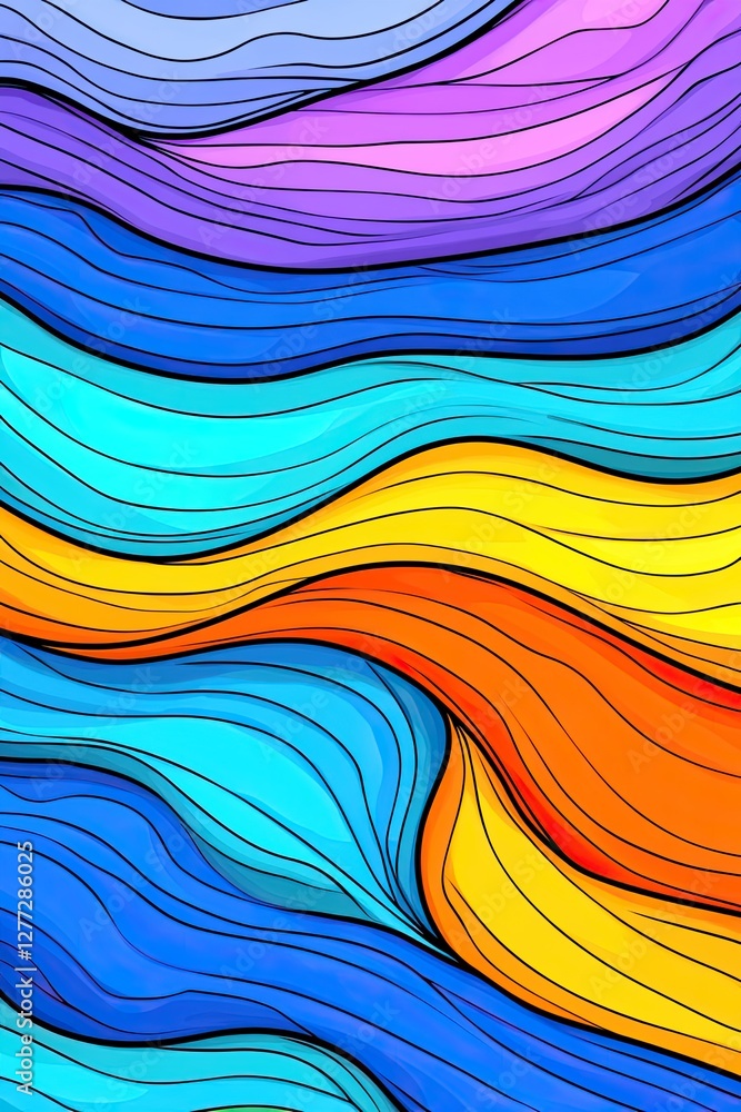 Poster abstract colorful wavy lines pattern background. (1)