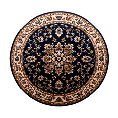 Round Persian rug with transparent background, intricate oriental carpet, vintage luxury decor, handcrafted textile, classic detailed design, png