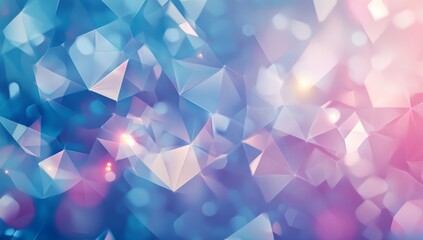 Abstract digital graphic of vibrant, polygonal shapes with light effects, blurred background