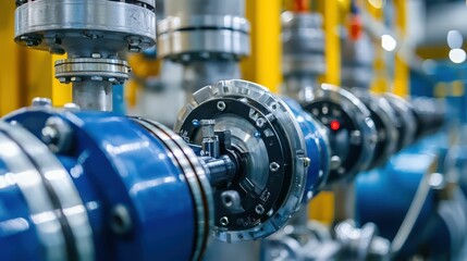 Fototapeta premium Industrial Machinery Close-Up of Pipe Fitting and Valve System