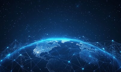 Global Network Earth Night Sky