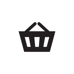 Black single shopping basket line icon, simple ecommence cart flat design vector pictogram, interface elements for app logo web button ui ux isolated on white background