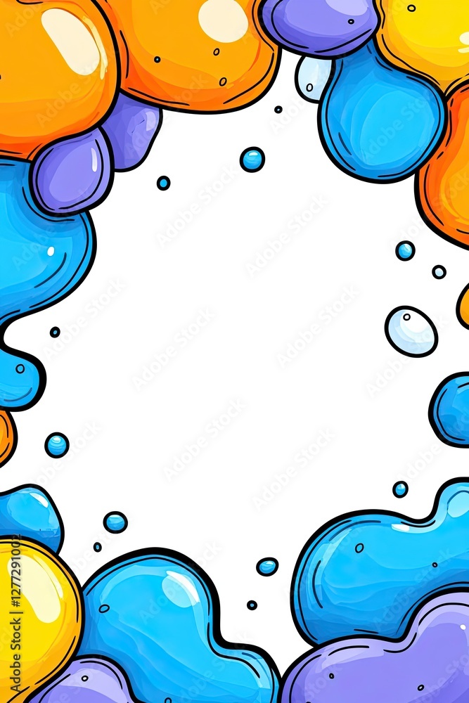 Poster colorful abstract blob frame with copy space.