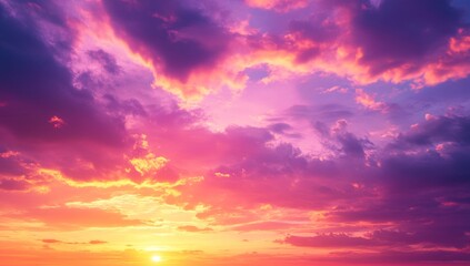 Obraz premium Dramatic sunset sky with vibrant clouds (1)