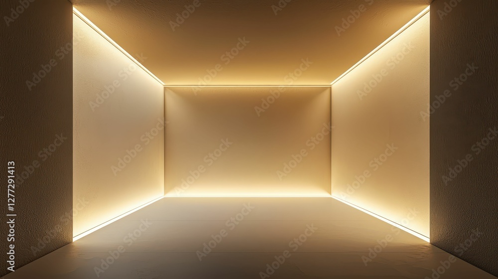 Poster empty room with soft lighting and neutral tones for modern display