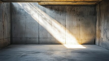 Empty Concrete Room with Dramatic Light and Shadows Effect