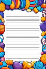 Fototapeta premium Colorful Candy Border on Lined Paper.