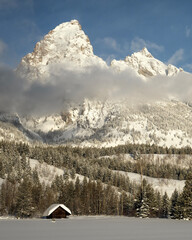 Tetons in winter; Grand Teton NP; Wyoming