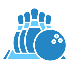 Bowling dual tone blue color, mini illustration icon. use for modern concept, print, UI, UX kit, web and app development. Vector EPS 10, related to entertainment, festival, funfair and hobbies.