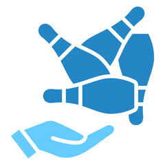 Juggler dual tone blue color, mini illustration icon. use for modern concept, print, UI, UX kit, web and app development. Vector EPS 10, related to entertainment, festival, funfair and hobbies.