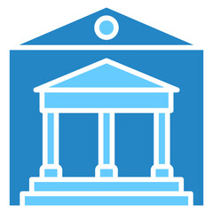 Museum dual tone blue color, mini illustration icon. use for modern concept, print, UI, UX kit, web and app development. Vector EPS 10, related to entertainment, festival, funfair and hobbies.