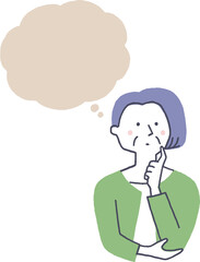 考え事をするシニア女性