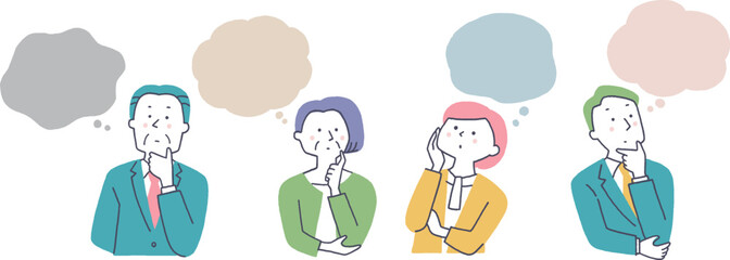 考え事をするビジネスマンセット