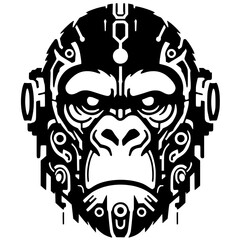 Silhouette of a gorilla robot head