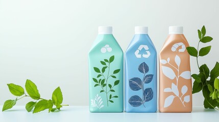 Eco-Friendly Bottles with Nature-Inspired Designs Displayed on Table