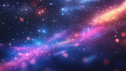 Colorful space nebula glowing dust particles