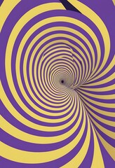Naklejka premium Hypnotic swirling tunnel of purple and yellow optical illusion pattern