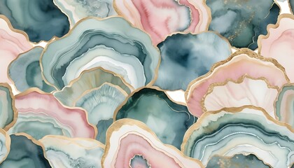 Obraz premium Luxurious Agate Slices, A Pastel Palette with Gilded Edges Aesthetic